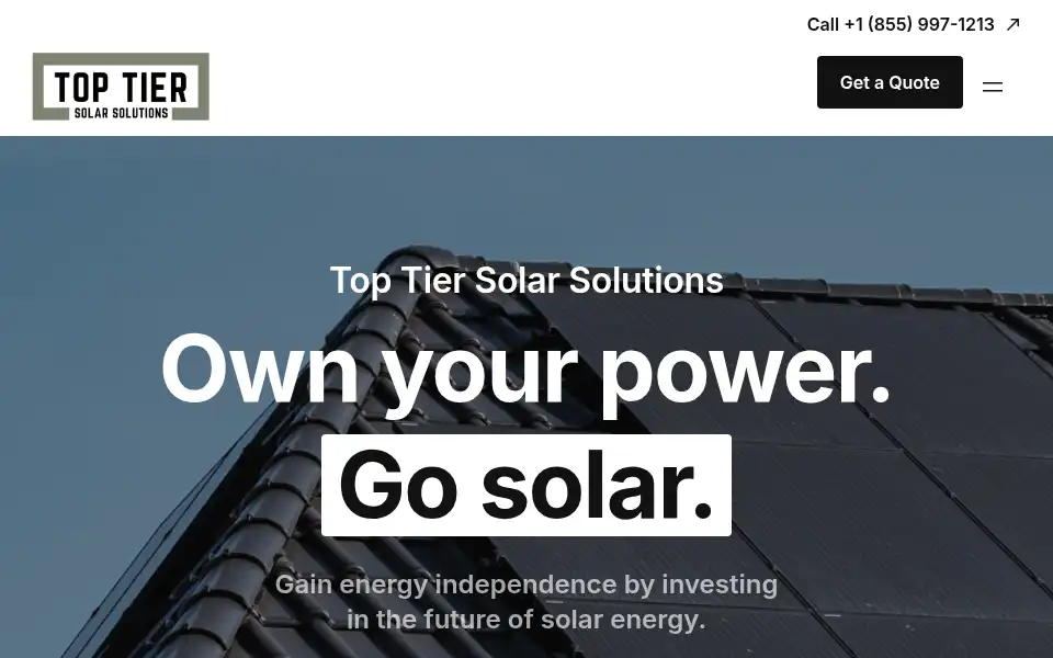 Screenshot of toptiersolarsolutions.com