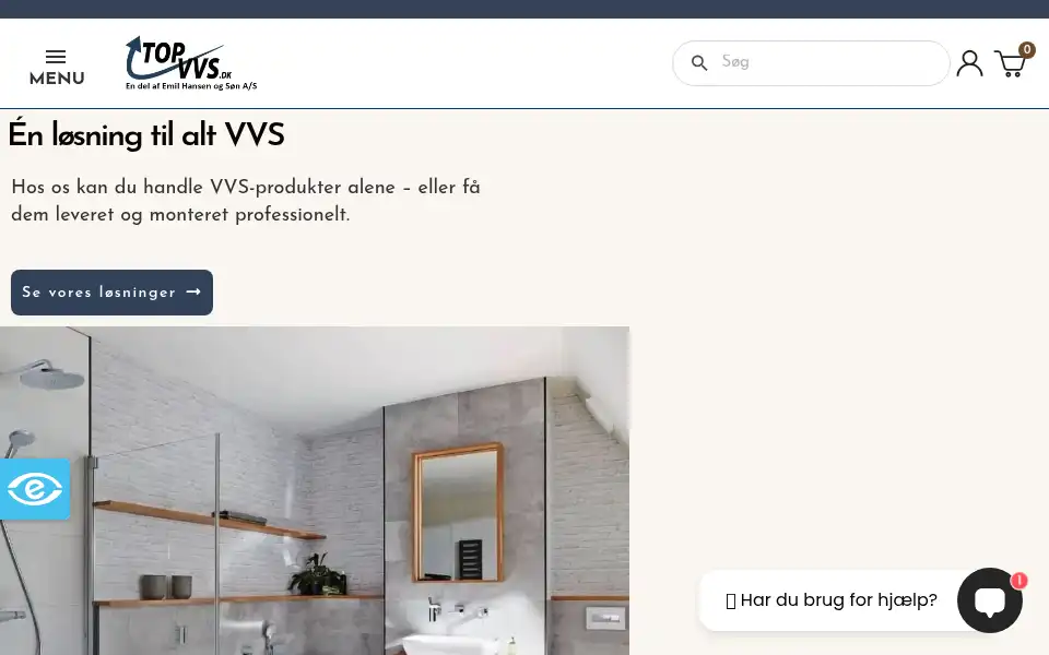 Screenshot of topvvs.dk