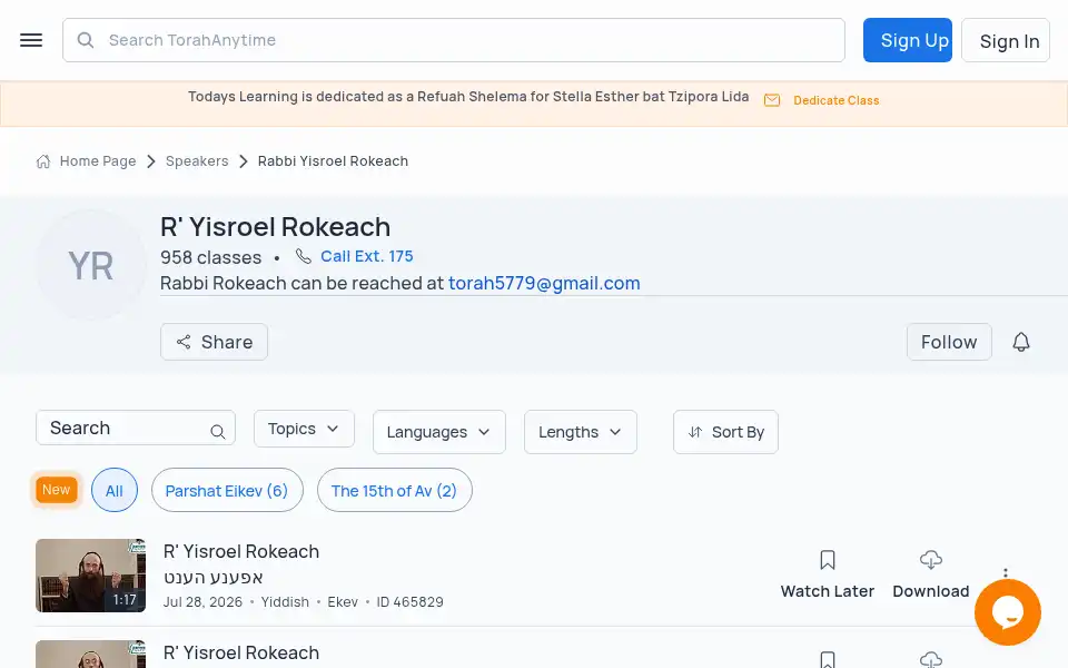 Screenshot of torahanytime.com