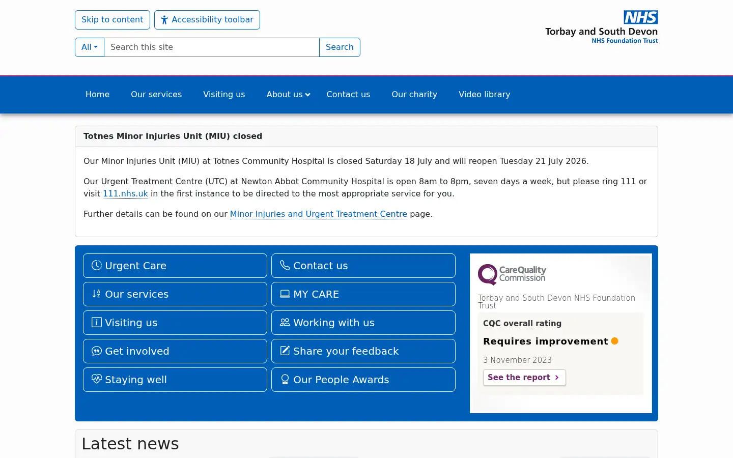 Screenshot of torbayandsouthdevon.nhs.uk