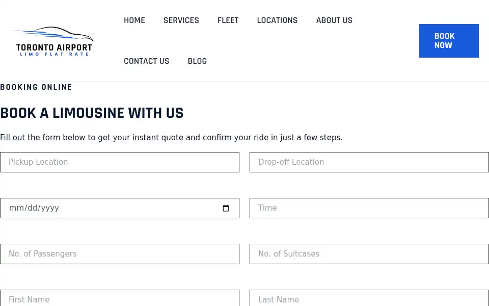 Screenshot of torontoairportlimoflatrate.com