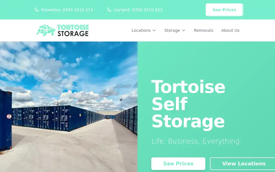 Screenshot of tortoisestorage.com