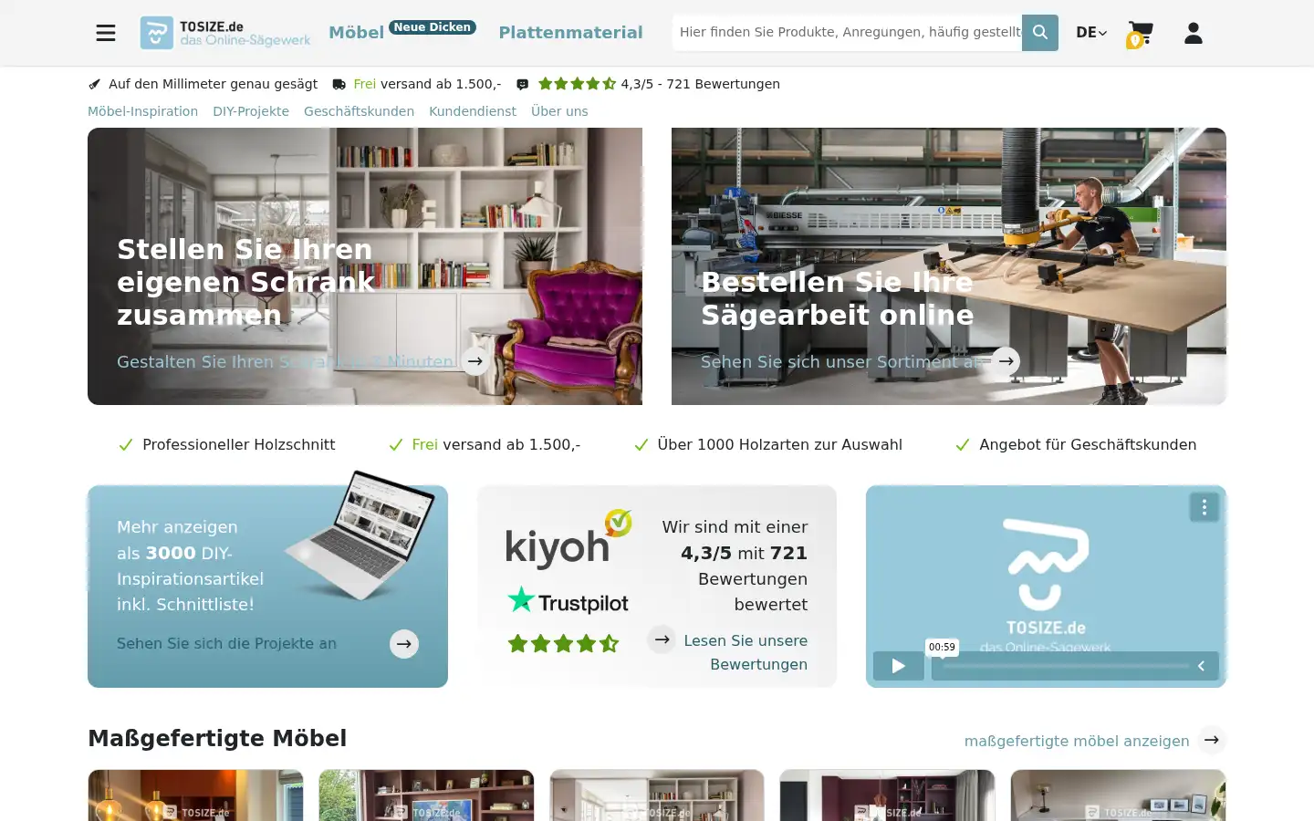 Screenshot of tosize.de