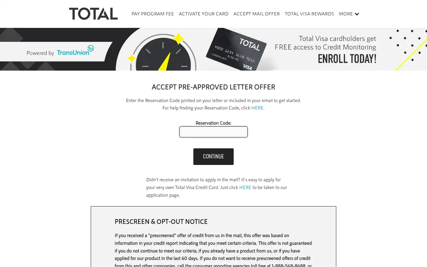Screenshot of totalcardvisa.com