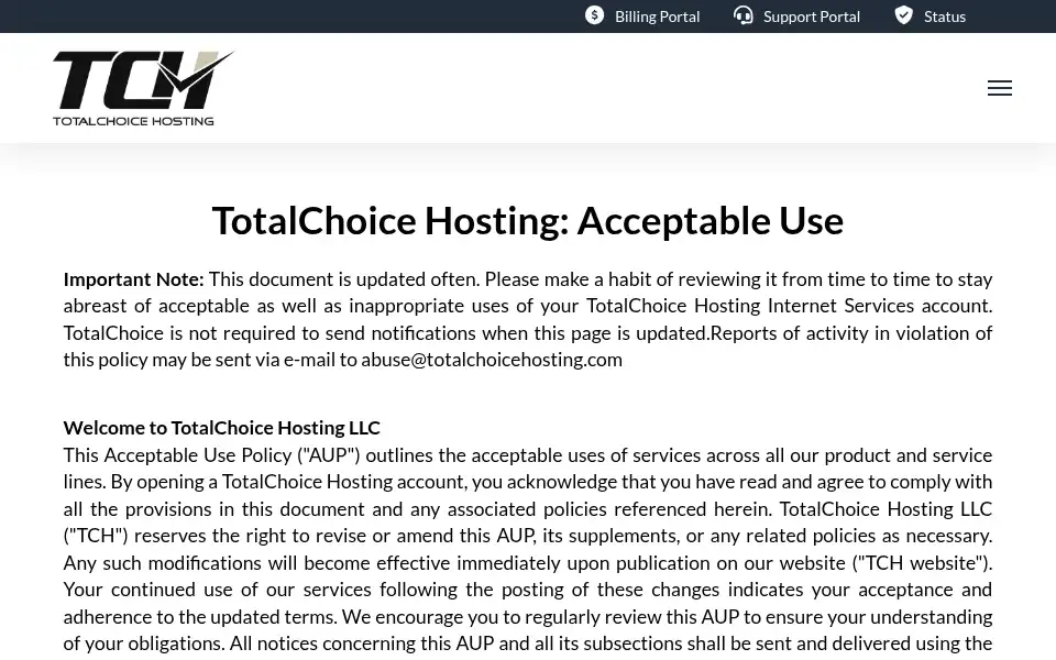 Screenshot of totalchoicehosting.com