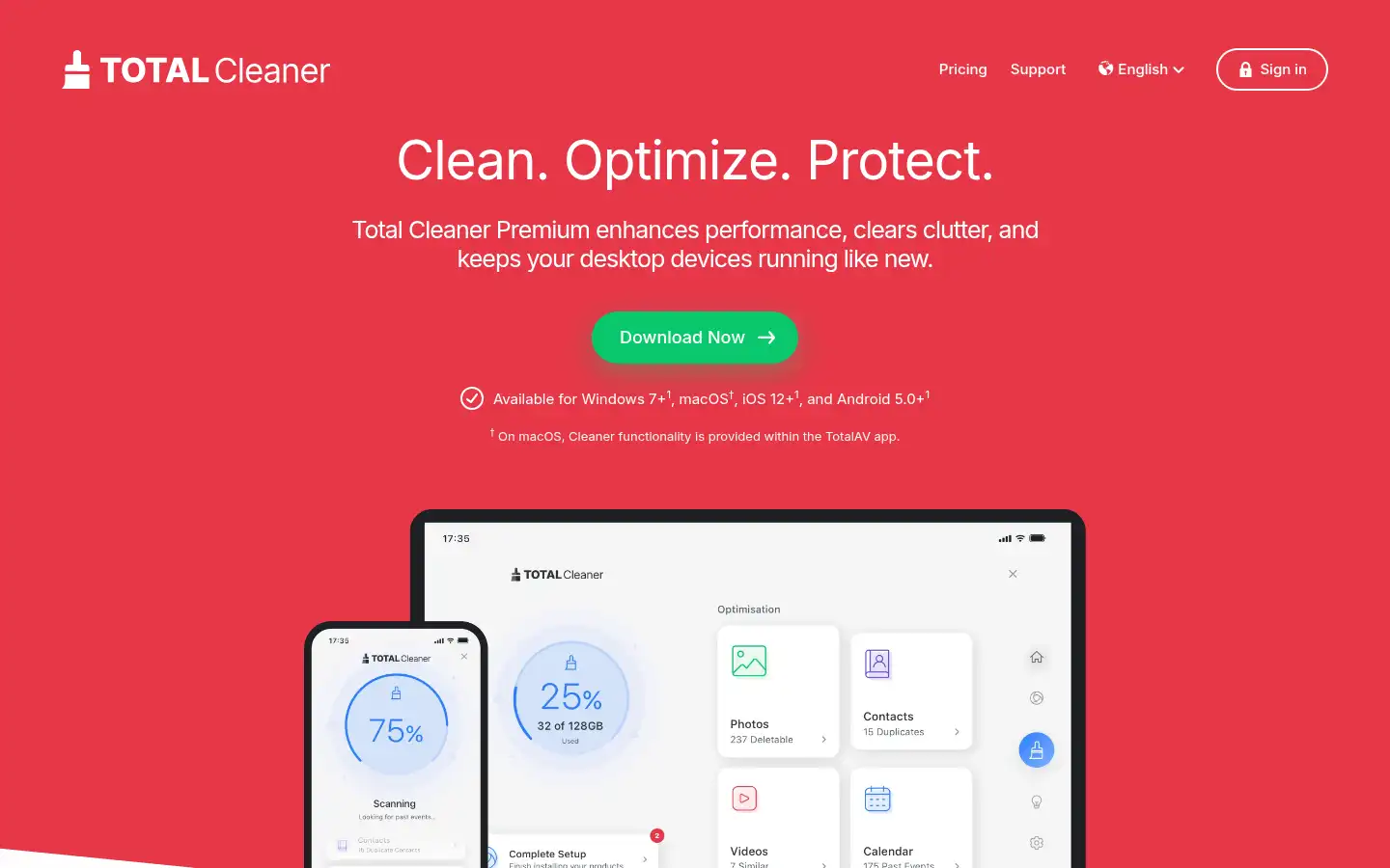 Screenshot of totalcleaner.com
