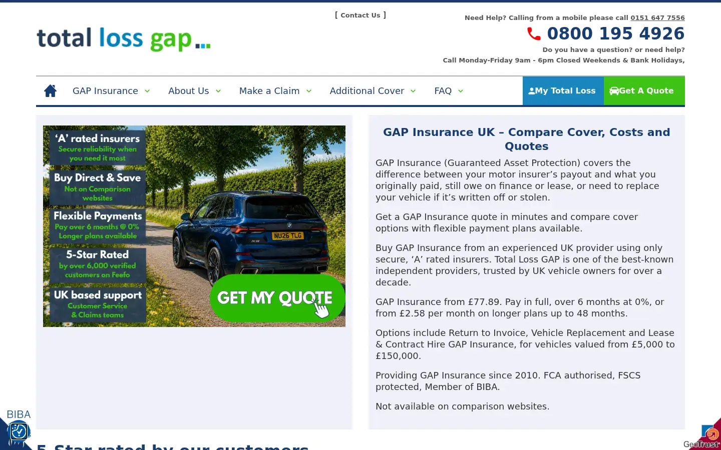 Screenshot of totallossgap.co.uk