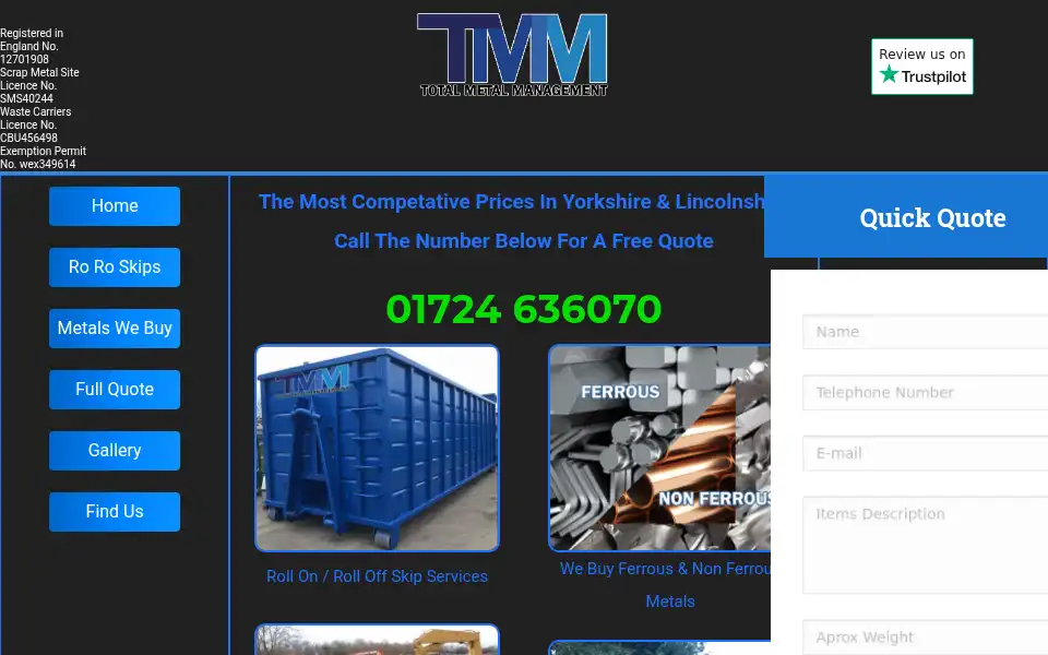 Screenshot of totalmetalmanagement.com