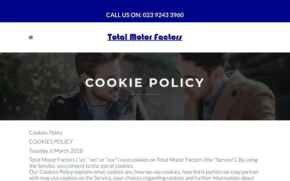 Screenshot of totalmotorfactors.co.uk