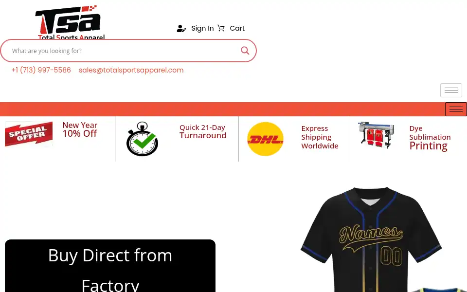 Screenshot of totalsportsapparel.com