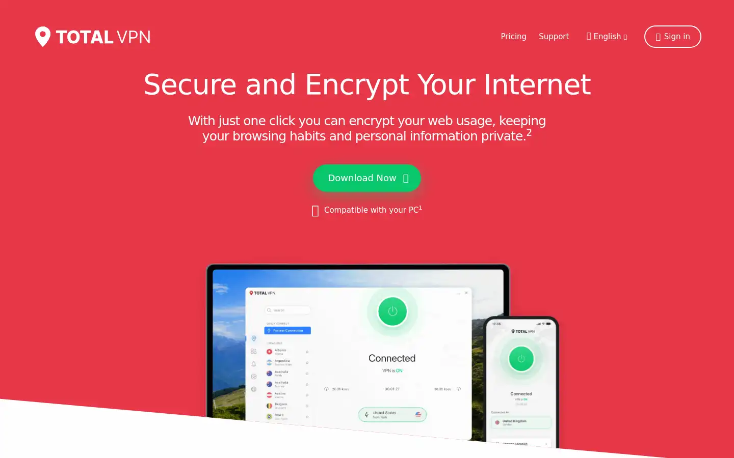 Screenshot of totalvpn.com