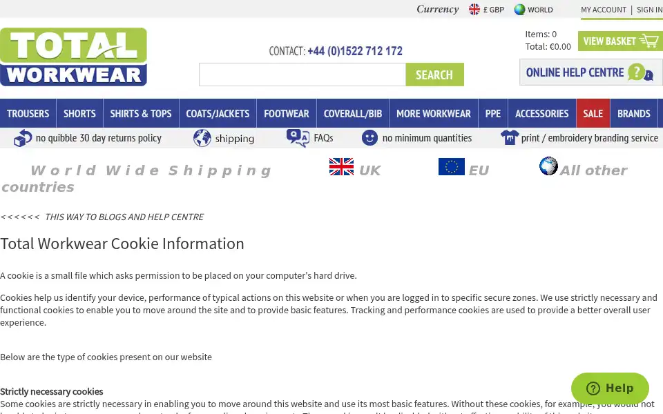 Screenshot of totalworkwear.co.uk