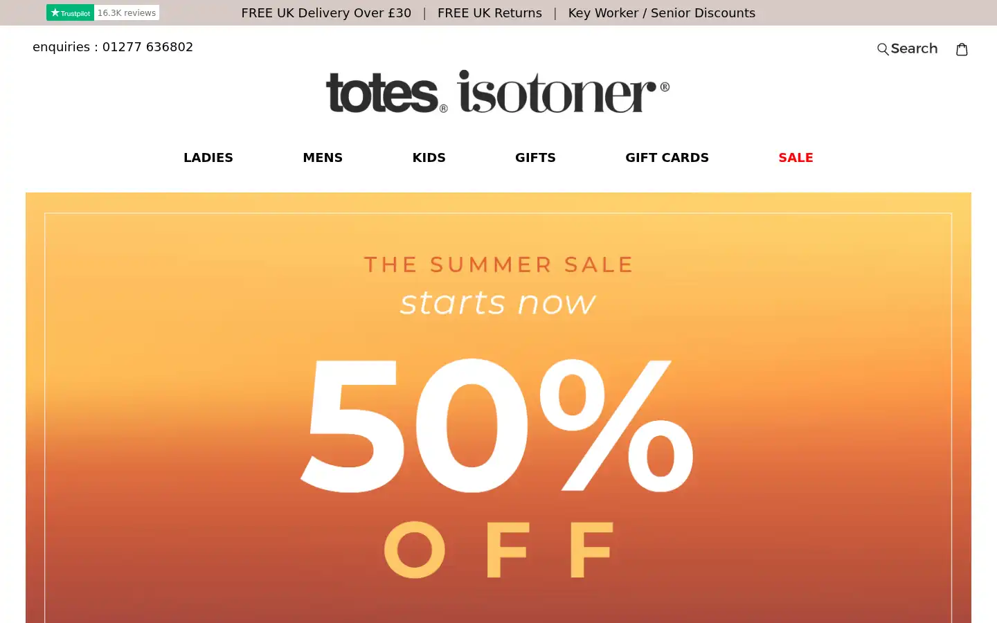 Screenshot of totes.co.uk