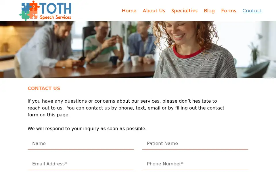 Screenshot of tothspeechservices.com