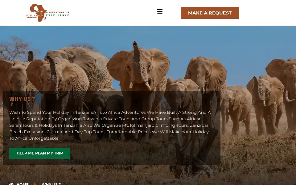 Screenshot of totoafricaadventures.com
