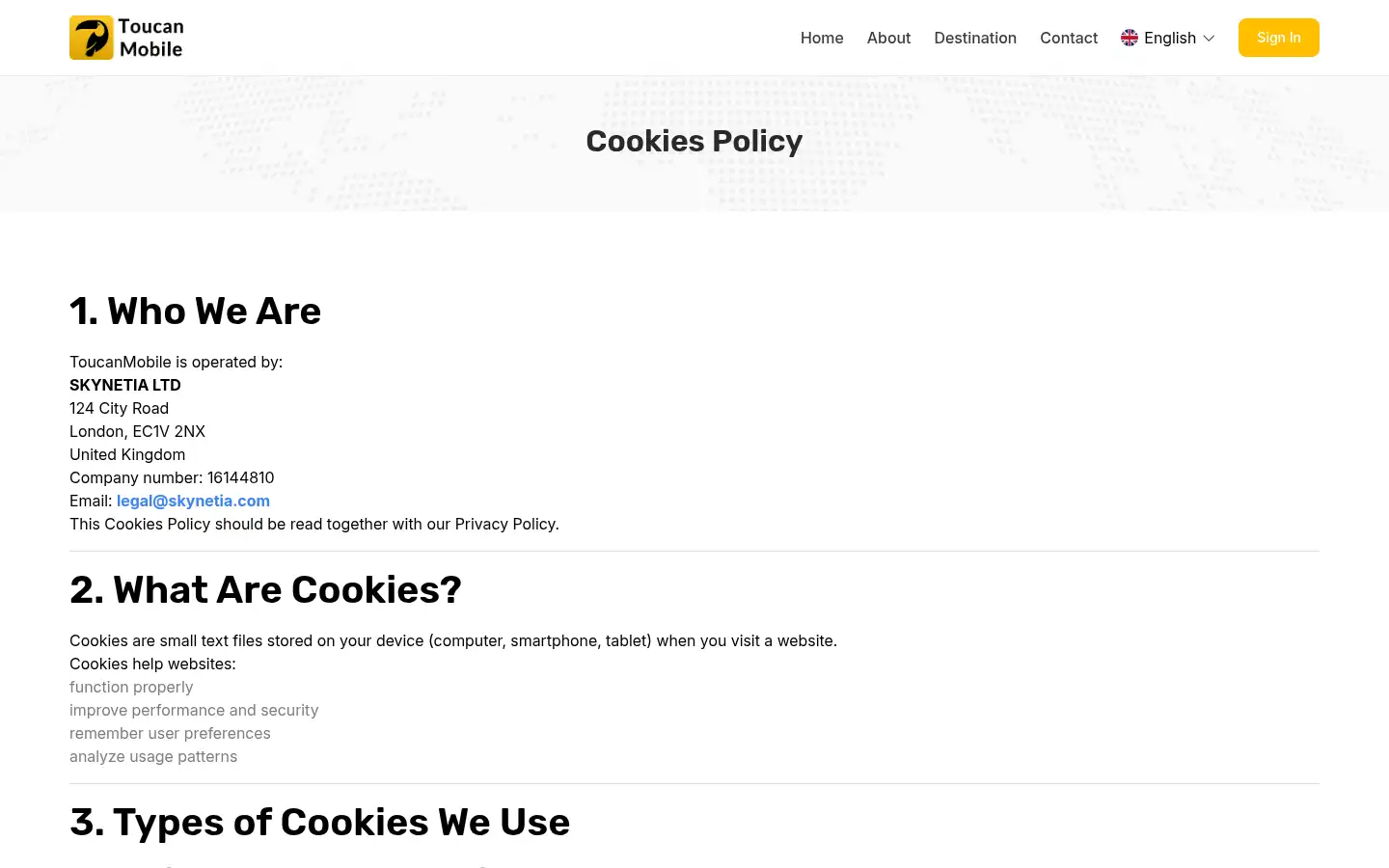 Screenshot of toucanmobile.com
