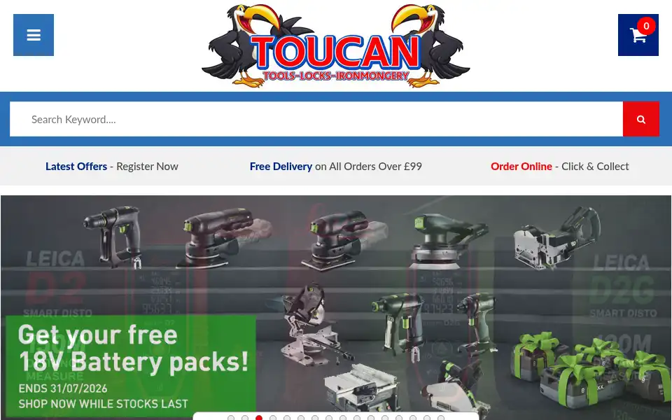 Screenshot of toucantools.co.uk