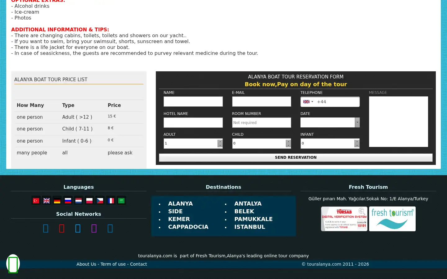 Screenshot of touralanya.com