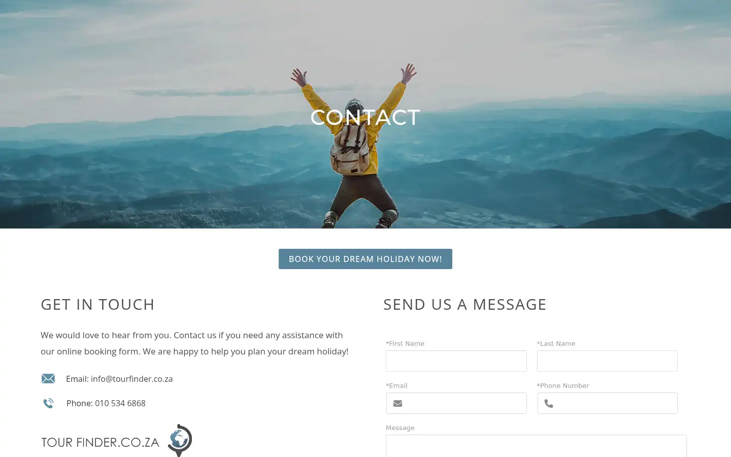 Screenshot of tourfinder.co.za