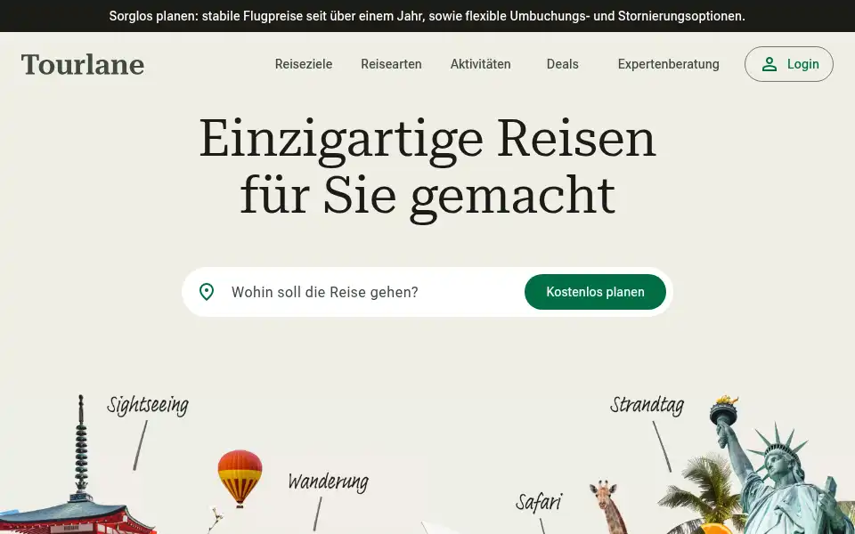 Screenshot of tourlane.co.uk