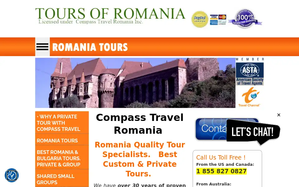 Screenshot of tours-of-romania.com