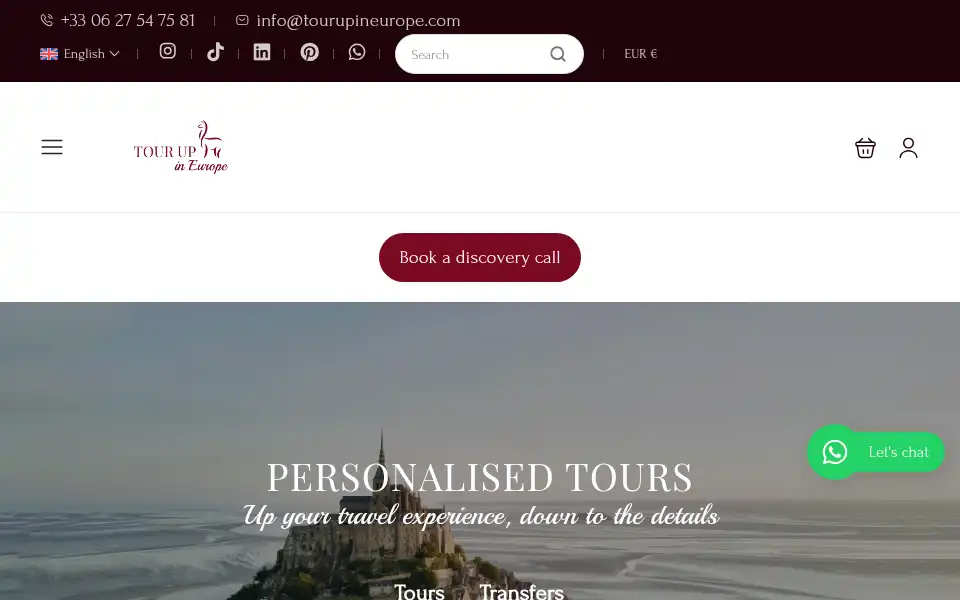 Screenshot of tourupineurope.com