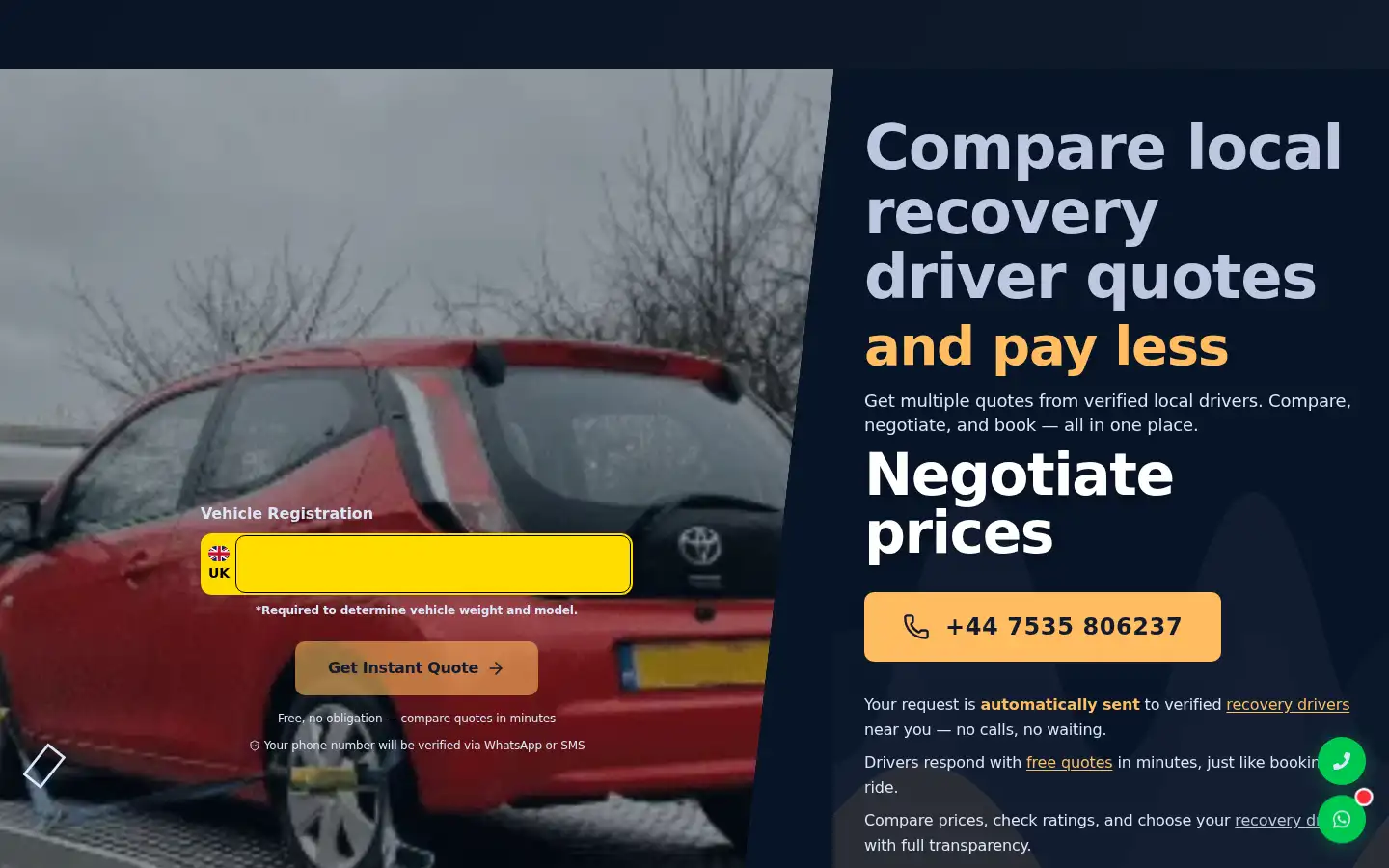 Screenshot of towmycar.uk