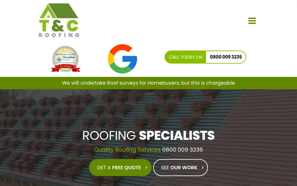Screenshot of townandcountyroofing.co.uk