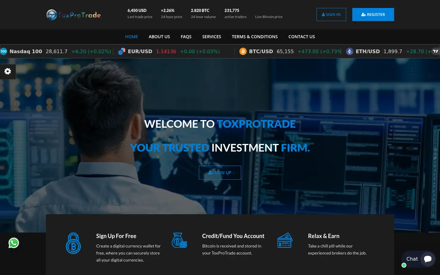 Screenshot of toxprotrade.com