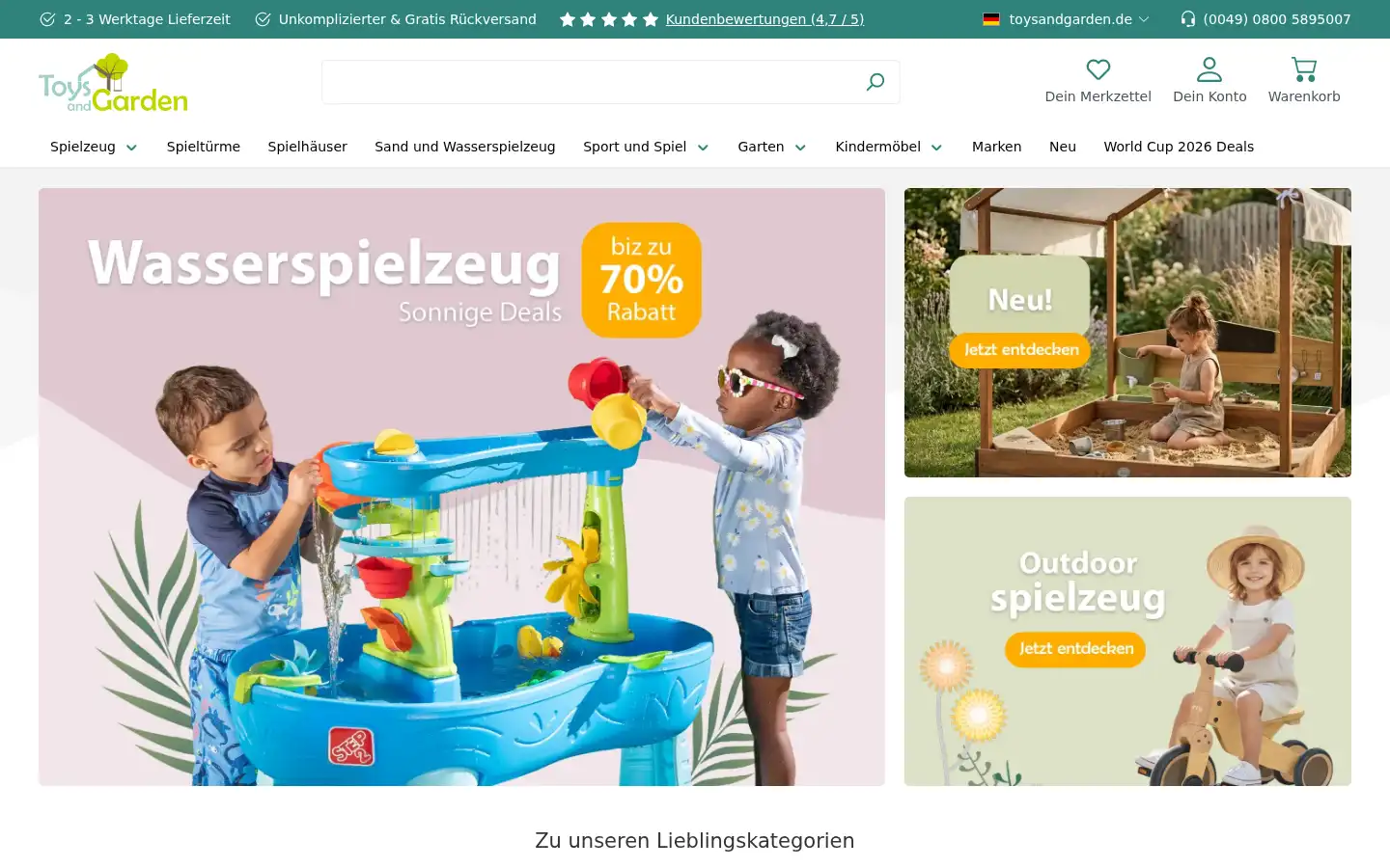 Screenshot of toysandgarden.de