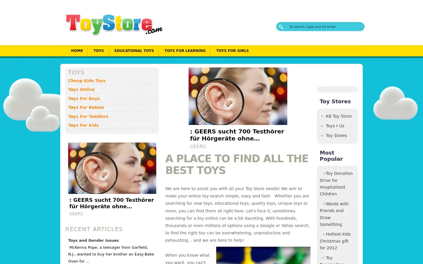 Screenshot of toystore.com