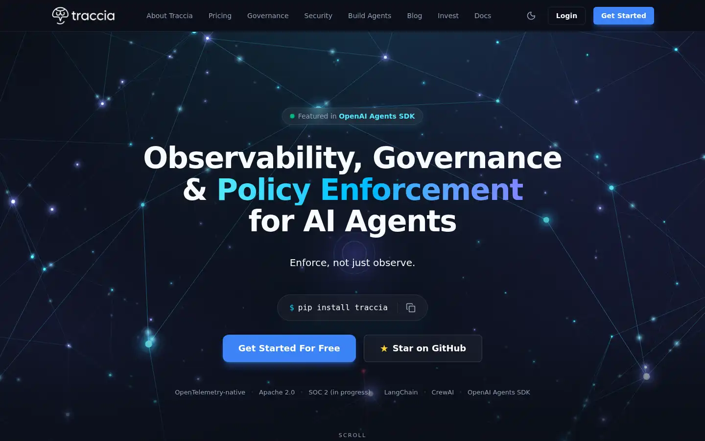 Screenshot of traccia.ai