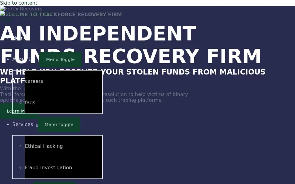 Screenshot of trackforcerecovery.org
