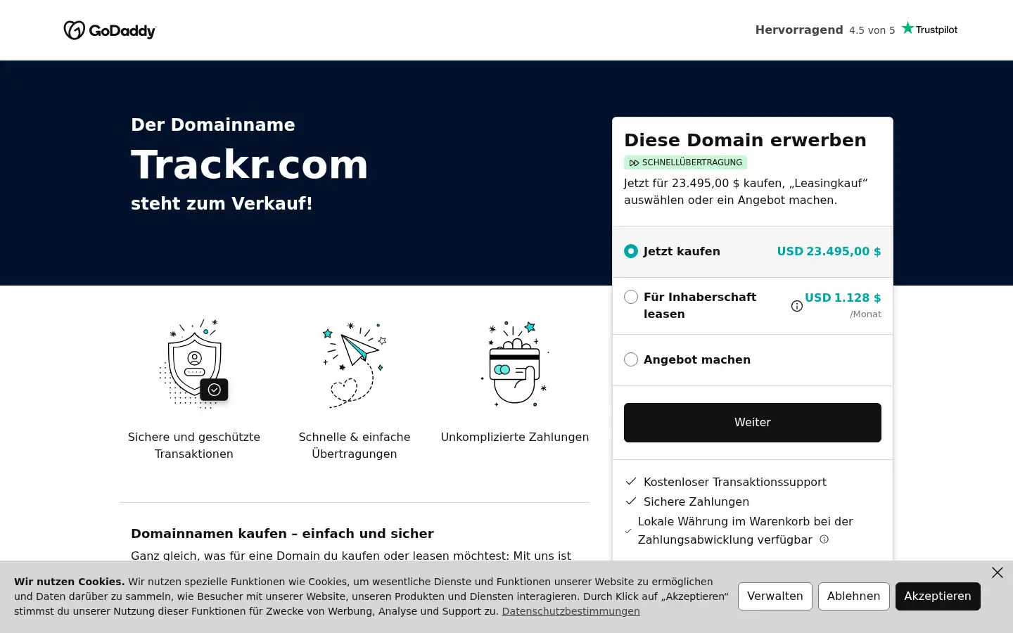 Screenshot of trackr.com