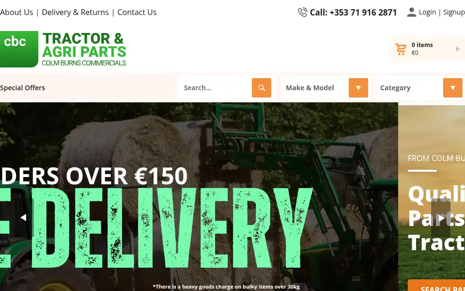Screenshot of tractorpartsireland.ie