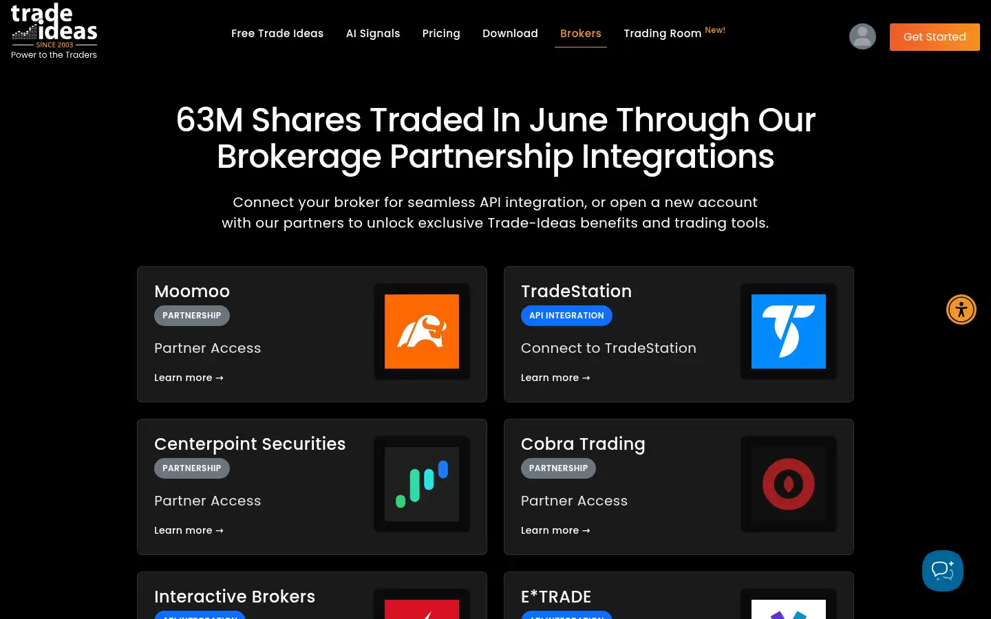 Screenshot of trade-ideas.com