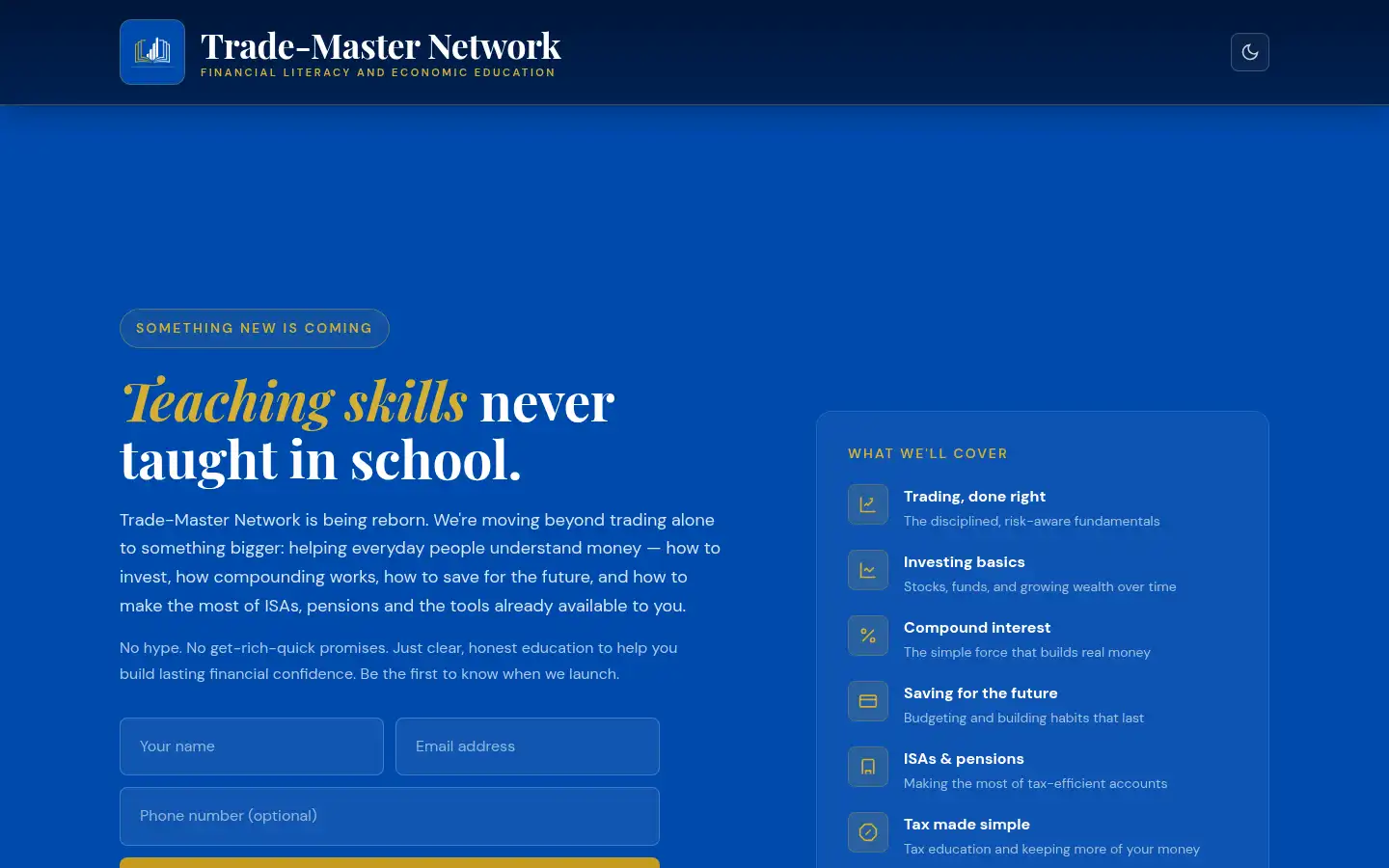 Screenshot of trade-masternetwork.com