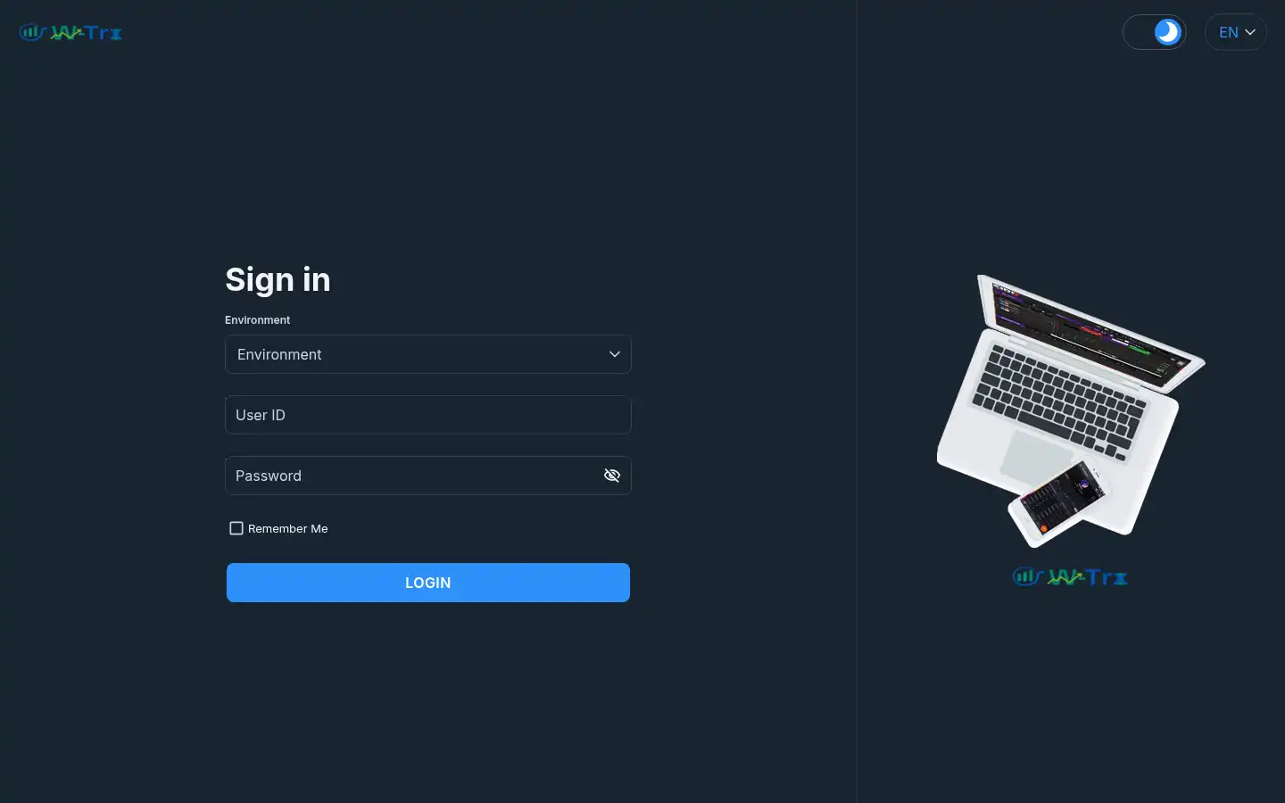 Screenshot of trade.w-trx.com