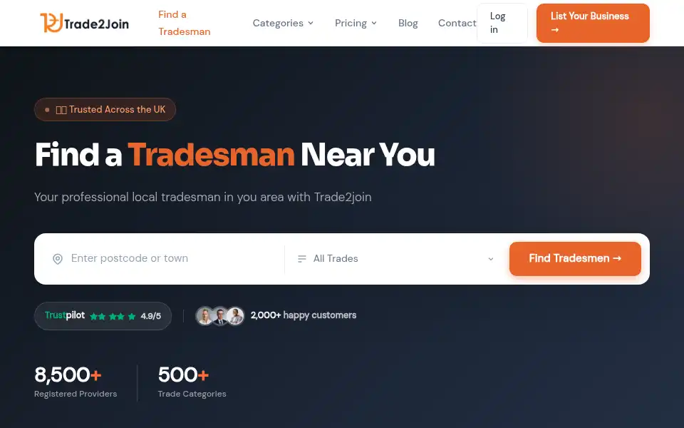 Screenshot of trade2join.co.uk