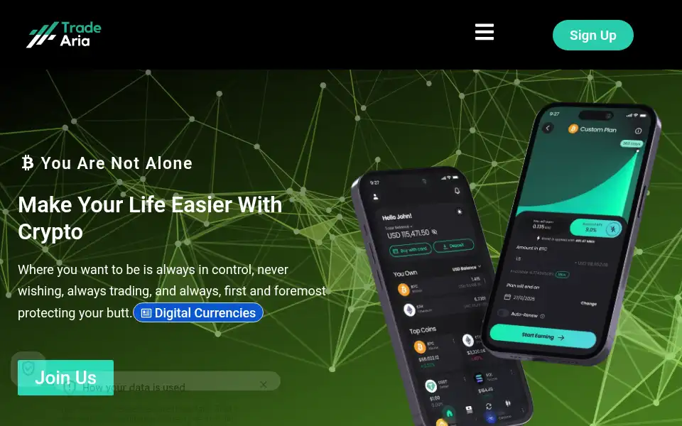 Screenshot of tradearia.com