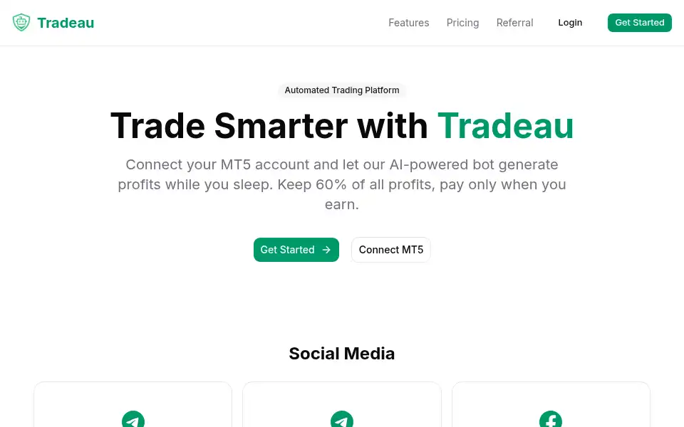 Screenshot of tradeau.ch