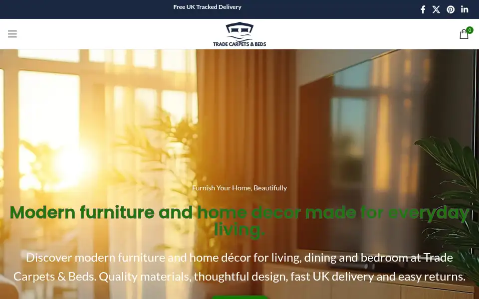 Screenshot of tradecarpetsandbedsltd.com