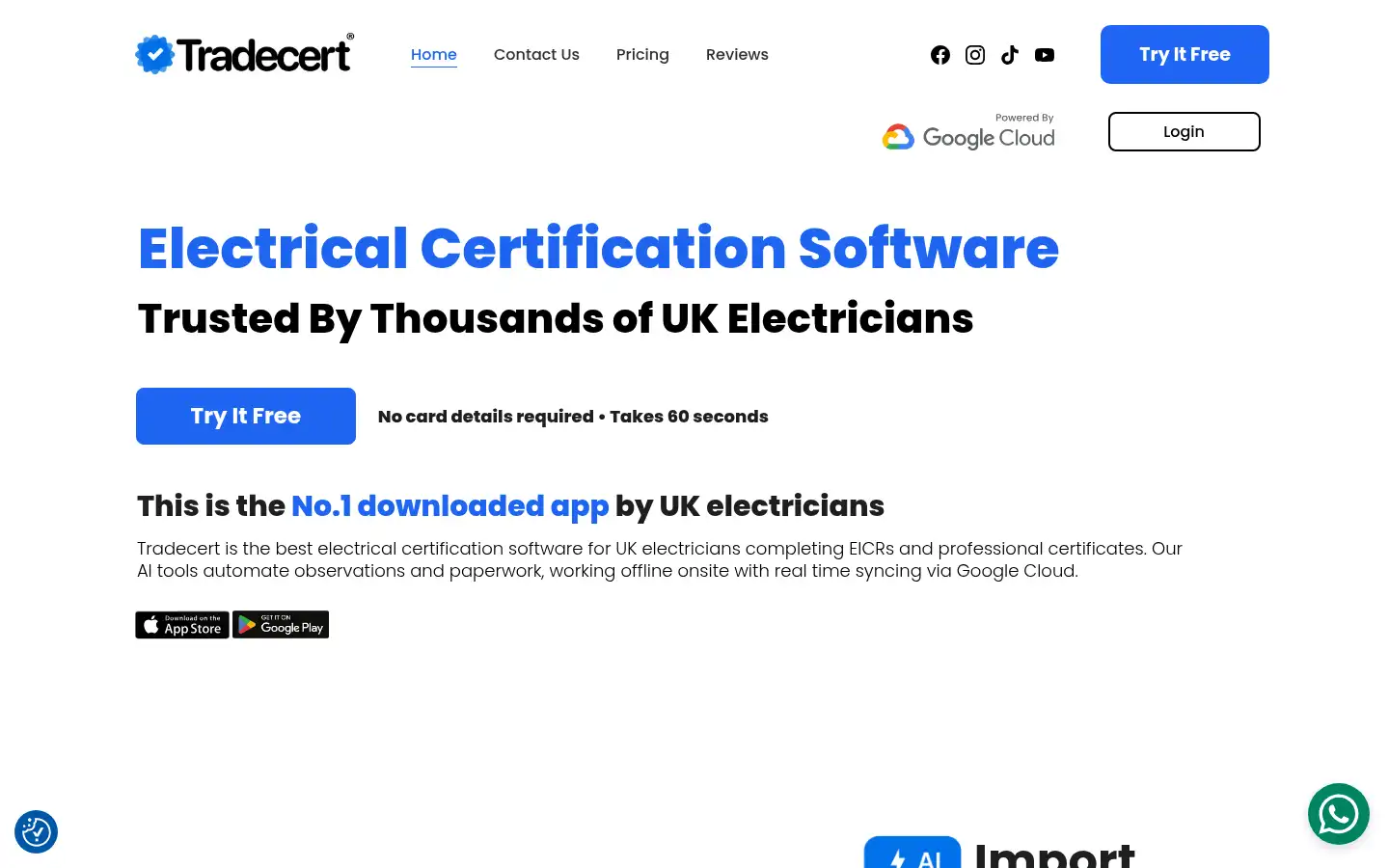 Screenshot of tradecert.app