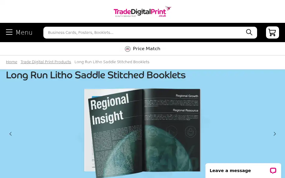 Screenshot of tradedigitalprint.co.uk