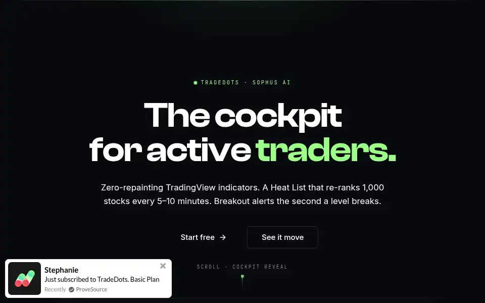 Screenshot of tradedots.xyz