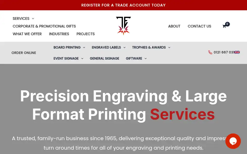 Screenshot of tradeengraving.co.uk