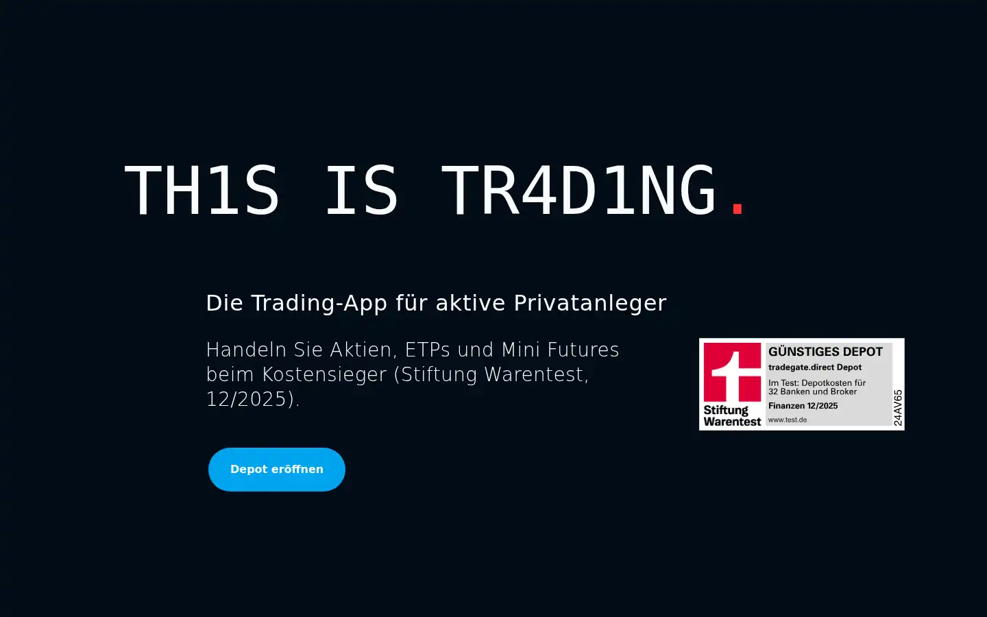 Screenshot of tradegate.direct