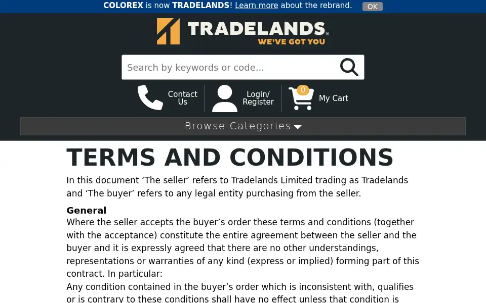 Screenshot of tradelands.co.nz