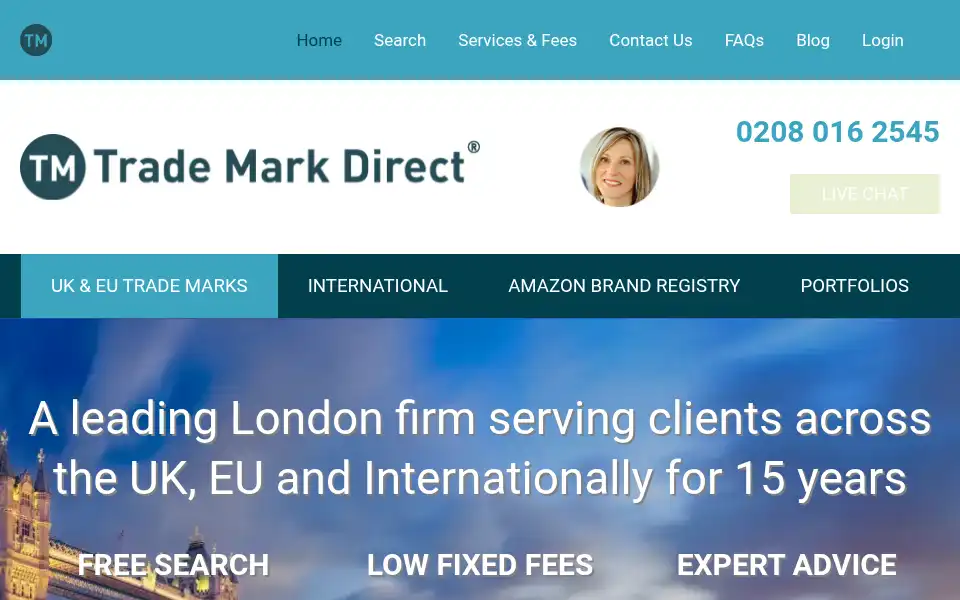 Screenshot of trademarkdirect.co.uk
