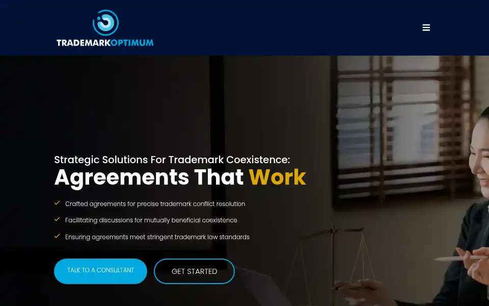 Screenshot of trademarkoptimum.com
